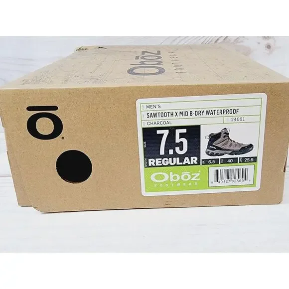 Oboz Sawtooth X Mid B-Dry Waterproof Men's Hiking Boots Size 7.5 Charcoal NEW - Picture 2 of 16